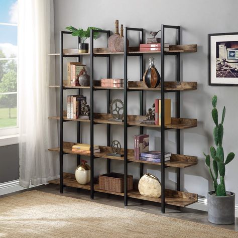 PRICES MAY VARY. ❤Multipurpose Bookshelf: Open storage shelves design provides perfect platforms for displaying your decorations. Like family photos, novels, speakers or plants. Clean design meets rustic industrial style in this etagere bookcase, ideal for your bedroom, living room, kitchen or office ❤Sturdy Construction Bookcase:This rustic wood bookcase is construced of certified environmentally MDF board and Steel frame, absolutely sturdy, stable and durable, can maintain years of use ❤Anti-D Bookcase Home Office, Open Bookshelf, Display Bookcase, Industrial Bookshelf, Open Bookshelves, Modern Bookshelf, 5 Shelf Bookcase, Vintage Industrial Style, Regal Design