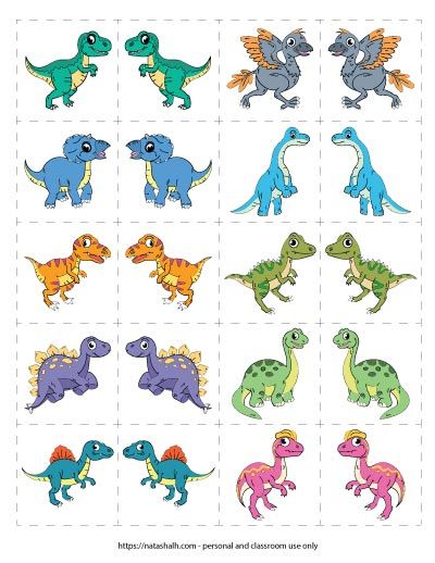 Free Printable Dinosaur Matching Game (for your dino-loving child) Dinosaur Social Emotional Activities, Matching Cards Free Printable, Dinosaur Games Preschool, Dinosaur Matching Game, Match Shadow, Printable Matching Game, Dinosaurs For Toddlers, Matching Game Printable, Dinosaur Preschool