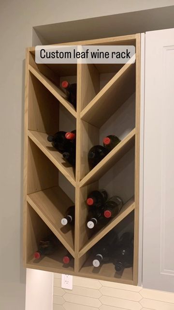 Wood Wine Rack In Cabinet, Cabinet Into Wine Rack Diy, White Oak Wine Rack, Lower Cabinet Wine Rack, Leaf Wine Rack, Herringbone Wine Rack, Custom Wine Rack Wall, Built In Wine Rack Cabinets Open Shelves, Chevron Wine Rack