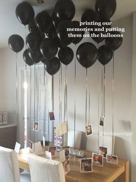 Man Bday Decoration Ideas, Decoration For Man Birthday, Bday Decor For Men, 18th Home Birthday Party Ideas, 28 Birthday Men, Birthday Balloons Simple, Simple Black Birthday Decor, Men Birthday Ideas Husband, 30th Balloon Ideas Men