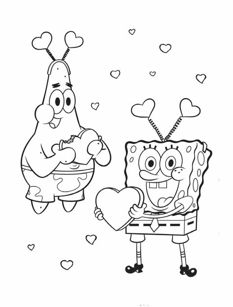 SpongeBob coloring pages - Free coloring pages | WONDER DAY — Coloring pages for children and adults Spongebob Coloring Pages, Valentine Coloring Sheets, Printable Valentines Coloring Pages, Spongebob Coloring, Valentines Day Cartoons, Valentine Drawing, Valentine Cartoon, Valentines Day Drawing, Star Coloring Pages