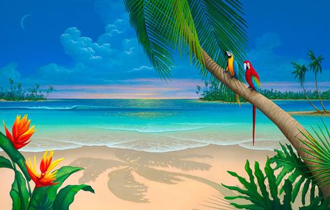 images of beach scene paintings | Beach Painting_Another Perfect Day Seascape Art Plage, Paradise Painting, Beach Scene Painting, Beach Mural, David Miller, Tropical Painting, Hur Man Målar, Turquoise Ocean, Caribbean Art