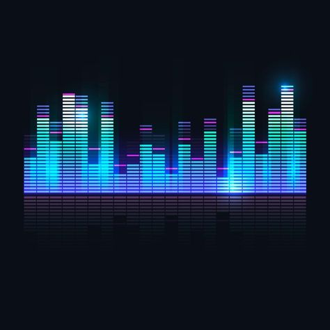 Colorful sound wave equalizer Free Vecto... | Free Vector #Freepik #freevector #background #pattern #music #blue-background Sound Waves Aesthetic, Brand Concept Board, Neon Vector, Sound Logo, Music Vector, Audio Waves, Music Waves, Urban Design Concept, Music Background