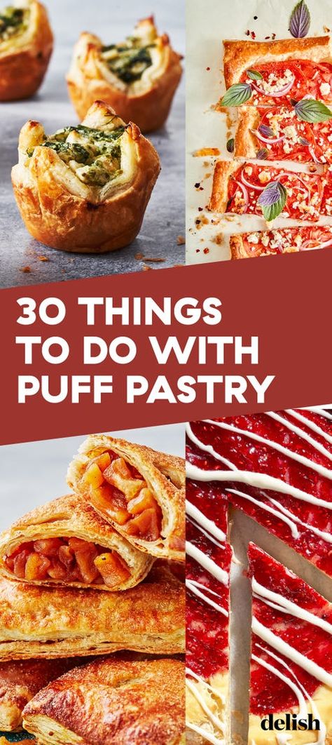 31 Best Pastry Puff Recipes - Ideas For How To Use Puff Pastry Essen, Pastry Puff Recipes, Easy Pastries, Puff Recipes, Puff Pastry Recipes Dinner, Recipes Using Puff Pastry, Puff Pastry Recipes Appetizers, Puff Pastry Recipes Savory, Easy Puff Pastry Recipe