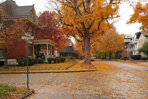 small town life Small Town Street Aesthetic, Fall In Small Town, Vermont Small Town, Fall In The Suburbs, Fall Small Town Aesthetic, Small Town Autumn, Small Town Autumn Aesthetic, 90s Small Town Aesthetic, Small Town Fall Aesthetic