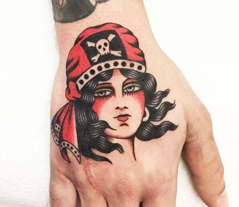 Pirate Tattoo Flash, Pirate Tattoo Traditional, Traditional Pirate Tattoo, Pirate Lady Tattoo, Traditional Tattoo Woman Face, Pirate Girl Tattoos, Pirate Skull Tattoos, Traditional Tattoo Woman, Cowgirl Tattoos