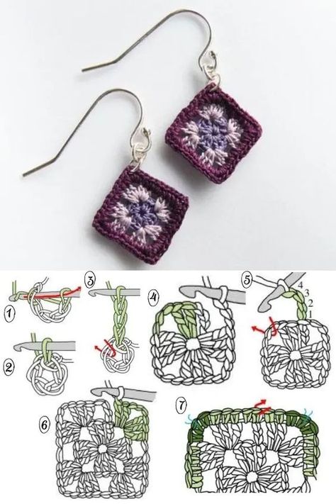 Crochet Earrings For Summer - Add Style And Comfort To Your Outfits Crochet Earrings Granny Square, Crochet On Hoop Earrings, Diy Earrings Tutorial, Granny Square Haken, Crochet Jewlery, Crochet Jewelry Patterns, Crochet Earrings Pattern, Crochet Creations, Quick Crochet