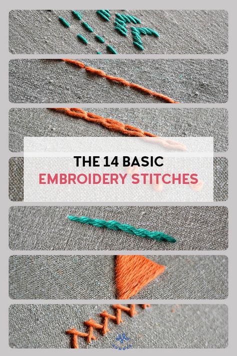 Learning Embroidery Tutorials, Beginners Embroidery Stitches, Couture, Basic Embroidery Stitches Tutorial, Embroidery Different Stitches, Hand Stitch Patterns, Modern Embroidery Sampler, Hand Stitch Tutorial, Learn To Hand Sew