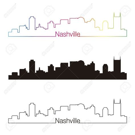 Painting Silhouettes, Nashville Tattoo, Indianapolis Skyline, Formal Cooler Ideas, Skyline Tattoo, Skyline Drawing, Nashville City, Animal Anime, Nashville Art