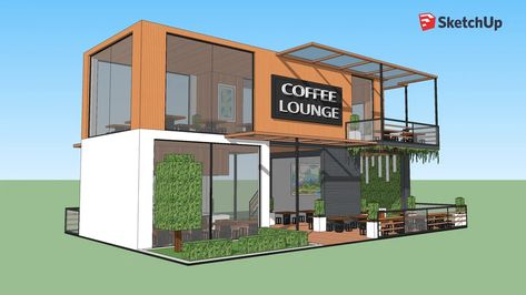 Warehouse Coffee Shop, Cafe Building Design, Coffee Lounge Ideas, Cafe Plan Architecture, Coffee Shop Design Interior, Modern Warehouse Design, 3d Warehouse Sketchup, Coffee House Interiors, 3d Wearhouse