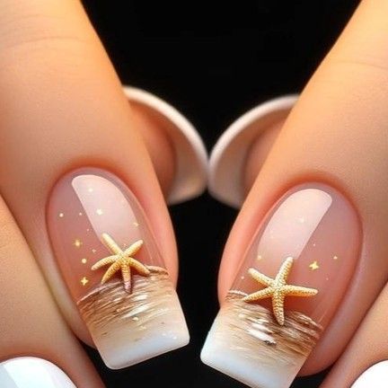 Tamara Margaryan on Instagram: "Embrace the magic of serenity with our unique nail designs! 🌅✨  #nailart #beachvibes🌴🌊 #sunsetnails #magicalnails #aiart #naildesigns #summernails #artisticnails #nailinspiration #handcraftednails #dreamynails #sunsetglow #serenenails" Simple Beach Nails Gel, Nail Designs With Stickers, Nails For Summer 2024, Beach Theme Nails Designs, Rage Nails, Barbados Nails, Sea Nails Designs, 3 D Nails Designs, Vacation Nail Colors