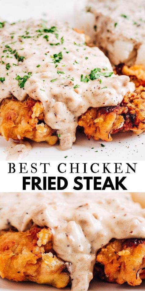 Best Chicken Fried Steak Recipe, White Sausage Gravy, Best Chicken Fried Steak, Munchkin Time, White Sausage, Chicken Fried Steak Recipe, Fried Steak Recipes, Country Fried Steak, Cube Steak Recipes