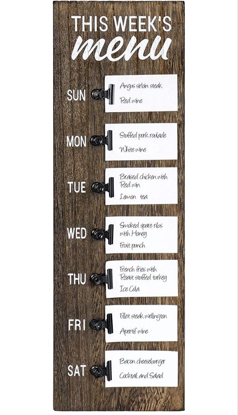 Menu Board Design Home, Weekly Dinner Board, Family Menu Board, Diy Weekly Menu Board, Wall Menu Ideas, Diy Meal Planner Board, Home Menu Board, Menu Planner Board, Diy Meal Planner