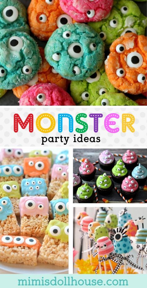 Diy Monster Cupcakes, Monster Balloon Garland, Diy Monster Cake, Easy 1st Birthday Ideas, Monster Party Ideas, Monster Birthday Party Ideas, Monster Party Decorations, Desserts Birthday, Monster Cakes