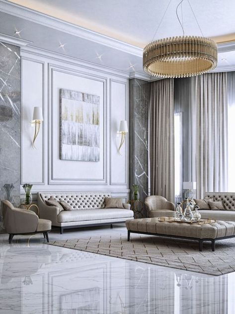 Be inspired by these interior design projects and their amazing luxury furniture pieces Neoclassic Ceiling Design, Palace Interior Design, Room Molding, Exclusive Lifestyle, Neoclassical Interior Design, Floor Seating Living Room, Architecture Structure, White Living Room Decor, Modern Living Room Interior