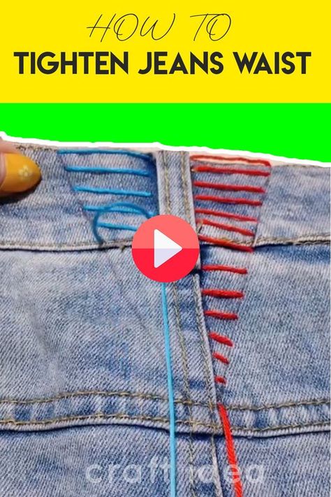 How to Tighten Jeans Waist (New) Tighten Jeans Waist, Tighten Jeans, Denim Hacks, Altering Jeans, Repair Jeans, Diy Clothes Hacks, Mending Clothes, Sewing Jeans, Tailoring Jeans