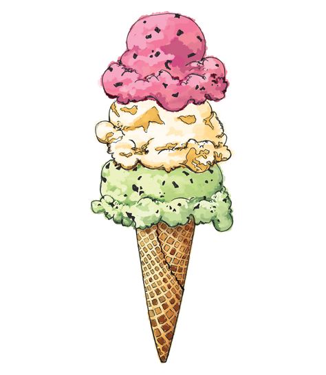 Ice Cream Illustration, Ice Cream Art, Food Illustration Art, Watercolor Food, Camping Art, Food Drawing, Ice Cream Cake, Marker Art, 8x10 Print