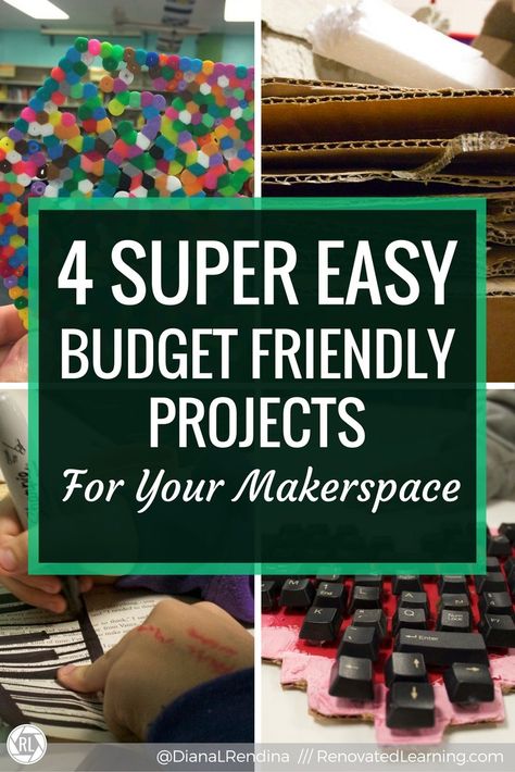 4 Super Easy Budget Friendly Projects for Your Makerspace | Makerspace projects don't have to be crazy expensive. Here's four awesome, budget friendly projects that your students will love. Makerspace Supplies, Makerspace Elementary, Makerspace Activities, Makerspace Projects, Makerspace Library, School Library Design, Library Center, Steam Ideas, High School Library
