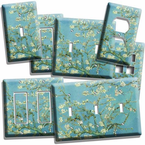 attn: Please  Select a Style and qty. you want from the upper eBay menu Please choose from Light switch  plate covers; power outlet covers; combo plates in any available  configurations, if you don't see your kind of cover, contact us All our handcrafted, custom made  decorative cover plates, created using the art of decoupage, Surface is sealed with  several coats of non toxic acrylic glaze for easy cleaning and durability. Makes a great gifts for any occasion. Quick and easy to install and wil Almond Blossom Painting, Painted Outlets, Vincent Van Gogh Almond Blossom, Light Switch Art, Decorative Light Switch Covers, Blossom Painting, Van Gogh Almond Blossom, Painting Light, Plate Wall Decor