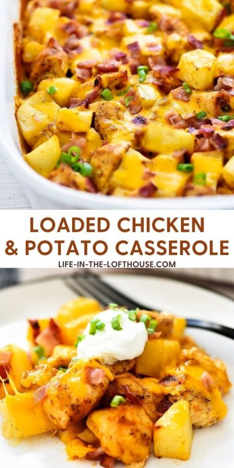 Fast Chicken Casserole Recipes, Chicken Dinner Potatoes, Easy Dinner Meat Recipes, Essen, Easy And Simple Chicken Recipes, Easy And Cheap Casserole Recipes, Recipes That Use A Lot Of Potatoes, Loaded Chicken Potato Casserole, Easy Chicken Casserole Healthy