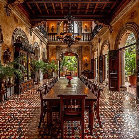 Hacienda mexicana Hacienda Style Homes Mexican Exterior, Mexican Hacienda Homes, Hacienda Style Homes Mexican, Modern Mexican Home, Log Home Interior, Boho Decor Ideas, Hacienda Homes, Spanish Home Decor, Home Interior Decoration