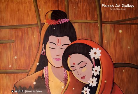 Siya Ram painting | ram sita Ram Sita Lippan Art, Ram Sita Sketch Easy, Ram Sita Water Colour Painting, Ram Sita Drawing Simple, Ram Sita Painting Easy, Rangoli Ram Sita Ayodhya, Sita Ram Drawing Easy, Shree Ram Painting Easy, Siya Ram Rangoli Design