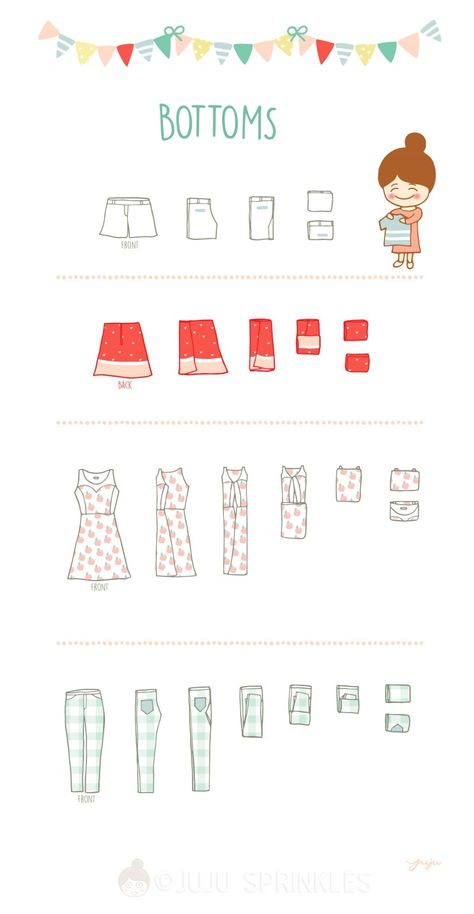 Everything You Ever Need To Know About KonMari Folding – Juju Sprinkles Cute Clothes Organization, Folding Clothes Konmari, How To Fold Clothes Correctly, Kondo Folding Method, How To Fold Everything, How To Folding Clothes, Ways To Organize Clothes Without Dresser, Clothes Folding Ideas, Clothes Categories Organization