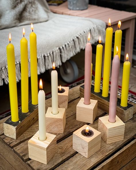 Natal, Woodworking Projects, Wood Projects, Diy Hout, Hout Diy, Cadeau Diy, Wooden Candle Holders, Diy Recycle, Diy Patio