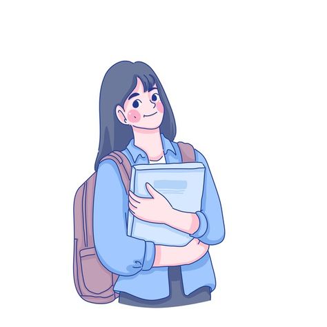 Student girl hold studying book characte... | Premium Vector #Freepik #vector Students Holding Books, Student Cartoon Character Design, Student Drawing Cartoon, Girl Studying Drawing, Student Illustration School, Student Character Design, Book Character Illustration, Studying Cartoon, Study Cartoon
