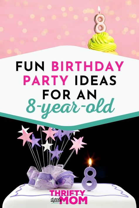 Plan an awesome birthday party for kids with these fun ideas. Whether you want to have an outdoor party at home in your own backyard or go to a fun location, these decorations, activities, and simple food ideas are perfect for boys and girls to celebrate their 8th birthday! Ten Years Old Birthday Ideas, 8 Year Birthday Theme, Girls Home Birthday Party Ideas, 7 Year Birthday Party Ideas At Home, 8 Yr Birthday Party Ideas, Its Great To Be 8 Birthday Party, Birthday Theme For 9 Year Girl, Crazy 8 Birthday Party, 8 Yr Birthday Party Ideas Girl