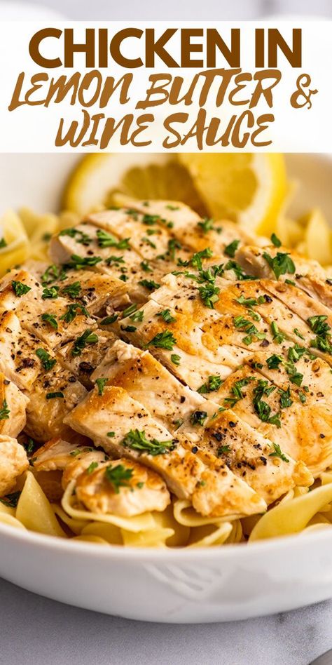 Essen, Chicken White Wine Pasta, Chicken Cutlet White Wine Sauce, Lemon Wine Chicken Recipe, Garlic And White Wine Sauce, Recipes With White Wine Cooking, Chicken With Beurre Blanc, Butter Wine Sauce Pasta, Chicken In Butter Sauce