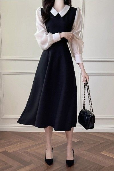 Dressy Outfits Korean, Cute Korean Dresses Casual, Korean Woman Fashion, Korean Dresses Casual, Korea Dress Fashion, Cute Dresses Casual Korean, Korean Dress Outfits, Smart Dresses Women, Korean Simple Dress