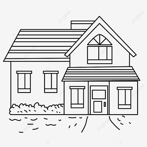 Small House Drawing, House Line Drawing, White House Drawing, House Black And White, Simple House Drawing, Dream House Drawing, Vector Building, House Outline, Drawing House