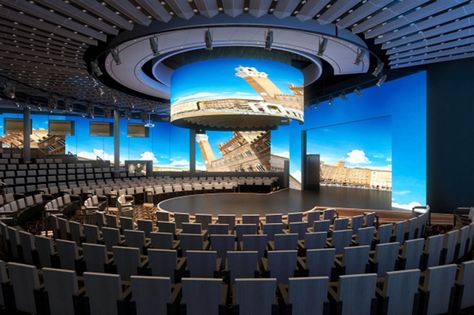 Exciting entertainment announced for Holland America Line ms Koningsdam including an incredible theater with a 270 degree LED screen. Carnival Vista, Stage Ideas, Western Caribbean, Holland America Line, Stage Set Design, Event Stage, Church Stage, Holland America, Theatre Design