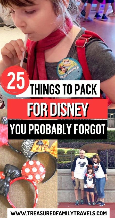 25 Things to Pack for Disney You Probably Forgot How To Pack For Disneyland, Disney Must Pack List, What To Pack For A Disney World Vacation, Disneyworld Checklist Packing Lists, What To Take To Disneyland Packing Lists, Disney Family Packing List, Magic Kingdom Packing List, What To Pack In Disney Backpack, Packing Food For Disneyland