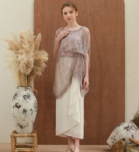 For this particular piece, we were inspired by the flower, Orchid; Anggrek. With the delicate dusty-purple lace draped at the side and the flowy white skirt, the Anggrek embraces elegance and beauty just like the characteristic of the Orchid💜 - Available in limited quantities. Shop now on www.kiaraofficial.com. Flowy White Skirt, Outfit Kebaya, Seragam Bridesmaid, Dress Brokat Muslim, Renda Kebaya, Kurung Modern, Hijab Gown, Dress Brokat Modern, Kondangan Outfit