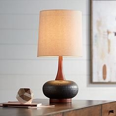 Andi Mid-Century Ceramic and Wood Table Lamp Ceramic And Wood, Mid Century Modern Lamp, Mid Century Modern Table Lamps, Modern Accent Tables, Home Office Colors, Mid Century Table Lamp, Mid Century Modern Table, Mid Century Lamp, Bedside Night Stands