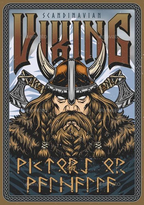 Medieval Poster Design, Viking Graphic Design, Viking Art Illustration, Medieval Poster, Viking Tshirt, Vikings Poster, Viking Illustration, Viking Poster, Nordic Illustration
