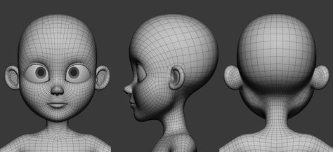 Face Topology, Maya Modeling, Flower Petal Art, Girl And Her Dog, 3d Karakter, Character Rigging, Character Turnaround, Cartoon Head, Simple Character