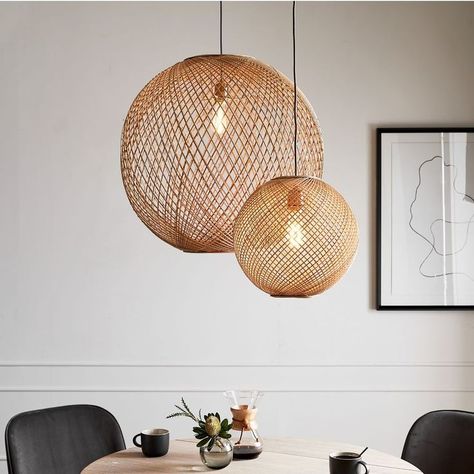 Worried about clashes, mismatched styles or picking the wrong size? We’ve made it easy for you to choose the right designer lampshade with this complete, newly updated guide… Wicker Pendant Light, Bedroom Pendant, West Elm Kids, Rattan Pendant Light, Globe Pendant Light, Boho Pendant, Kitchen Pendant Lighting, Natural Fabric, Globe Pendant
