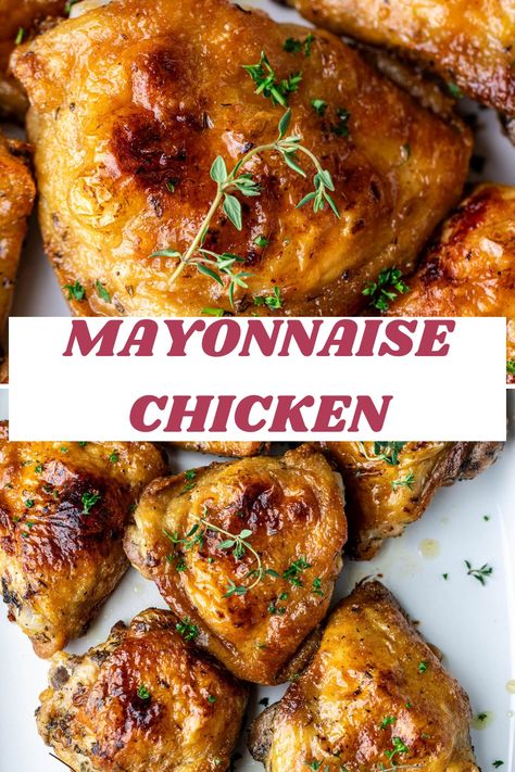 How to make the best Mayonnaise Chicken. Add this easy weeknight dinner to your rotation. The chicken is juicy and loaded with flavor. Mayo is the secret ingredient that takes it to the next level. Chicken Mayo Recipes, Mayonnaise Chicken, Chicken Mayo, Mayo Chicken, Handmade Pizza, Chicken Breast Recipes Baked, Mayonnaise Recipe, Random Recipes, Favorite Recipes Chicken