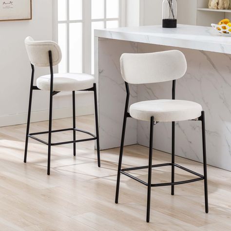 PRICES MAY VARY. 【Combining a Stylish and Minimalist Design】Duhome modern bar stools are made from a healthy and soft chenille fabric that is highly resilient and easy to care for,ensuring you'll be able to use them for a long time.The simple and elegant design of the back allows you to lean back and enjoy a relaxed and relaxing time. 【Powerful Support】The base and legs of this bar high top chairs are made of premium metal and will not deform or rust with long-term use.The foot pad on the bottom Kitchen Island Chairs Modern, Fabric Bar Stools, Comfy Bar Stools, White Kitchen Bar Stools, Island Bar Stools, Chairs For Kitchen, Fabric Bar, Comfortable Bar Stools, Fabric Bar Stool