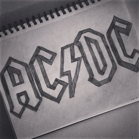 Acdc Band Logo Drawing Rock Hard Rock Music Rock Band Drawings, Acdc Drawing, Band Drawings, Tiktok Theme, Band Drawing, Acdc Band, Music Sketch, Nightstand Ideas, Music Drawing