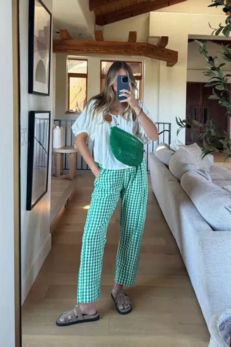The cutest trend! Loving the pajama pants trend. You bet I will be wearing these all summer long! These cute gingham pants and other outfit details are linked on my Amazon storefront. Tap to shop! Gingham Pants Outfit Summer, Styling Gingham Pants, Gingham Linen Pants, Green Gingham Shorts Outfit, Gingham Summer Outfit, Green Gingham Pants Outfit, Pink Gingham Pants Outfit, Gingham Capris Outfit, Gingham Shorts Outfit Summer
