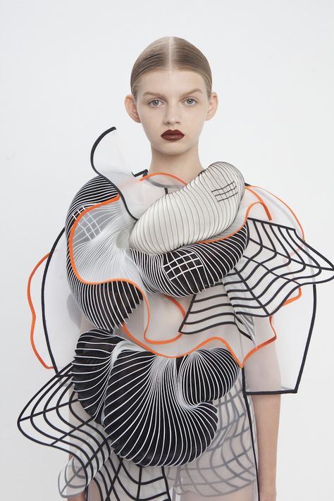 Innovative Fashion Collection Designed with 3D Printing Technology - My Modern Met Conceptual Fashion, Architectural Fashion, 3d Printing Fashion, Sculptural Fashion, Geometric Fashion, 3d Fashion, Futuristic Fashion, Innovative Fashion, Textiles Fashion
