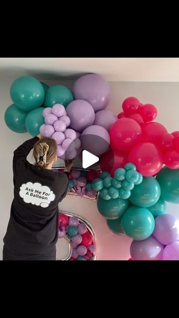 Balloons Wall Decoration, Attaching Balloons To Arch, Window Balloon Garland, How To Attach Balloon Arch To Wall, 5 Inch Balloon Ideas, How To Tie Balloon Garland, How To Cluster Balloons Together, Attaching Balloon Garland To Wall, Ballon Cluster Ideas