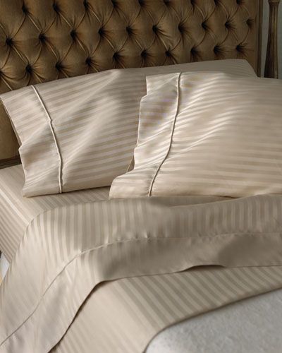 H7VLE SFERRA Queen 600TC Pima Stripe Sheet Set