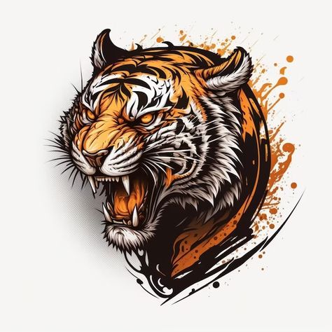 Tiger Tattoo, Cool Tiger, Tiger Logo, Premium Photo