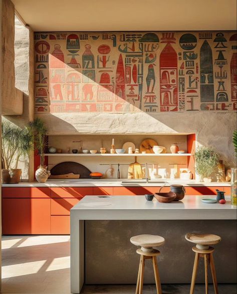 Egyptian Interior Design, Egyptian Interior, Arabic Interior Design, Modern Kitchen Apartment, Egyptian Home Decor, Styled Kitchen, African Interior Design, Eco House Design, Dining Table Design Modern