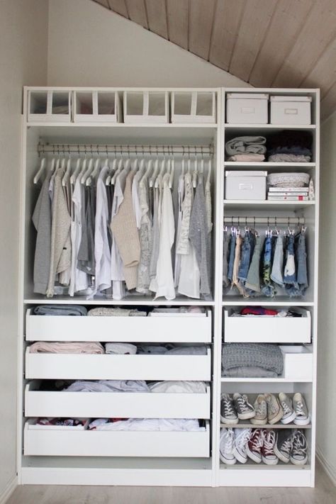 Your closet looks like this. (Or if you’re currently short on closet space, you aspire to have something like this.) | 17 Things Only Virgos Know To Be True Design Ložnic, Modular Closets, White Closet, Ikea Closet, Tumblr Rooms, Dream Closets, Best Ikea, Ikea Pax, غرفة ملابس